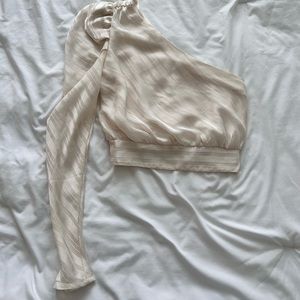 Pants Store cream one shoulder top